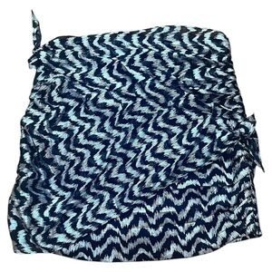 ZARA Wrap Up Knotted Mini Skirt Zigzag printed Party Black And Sliver Sz L
